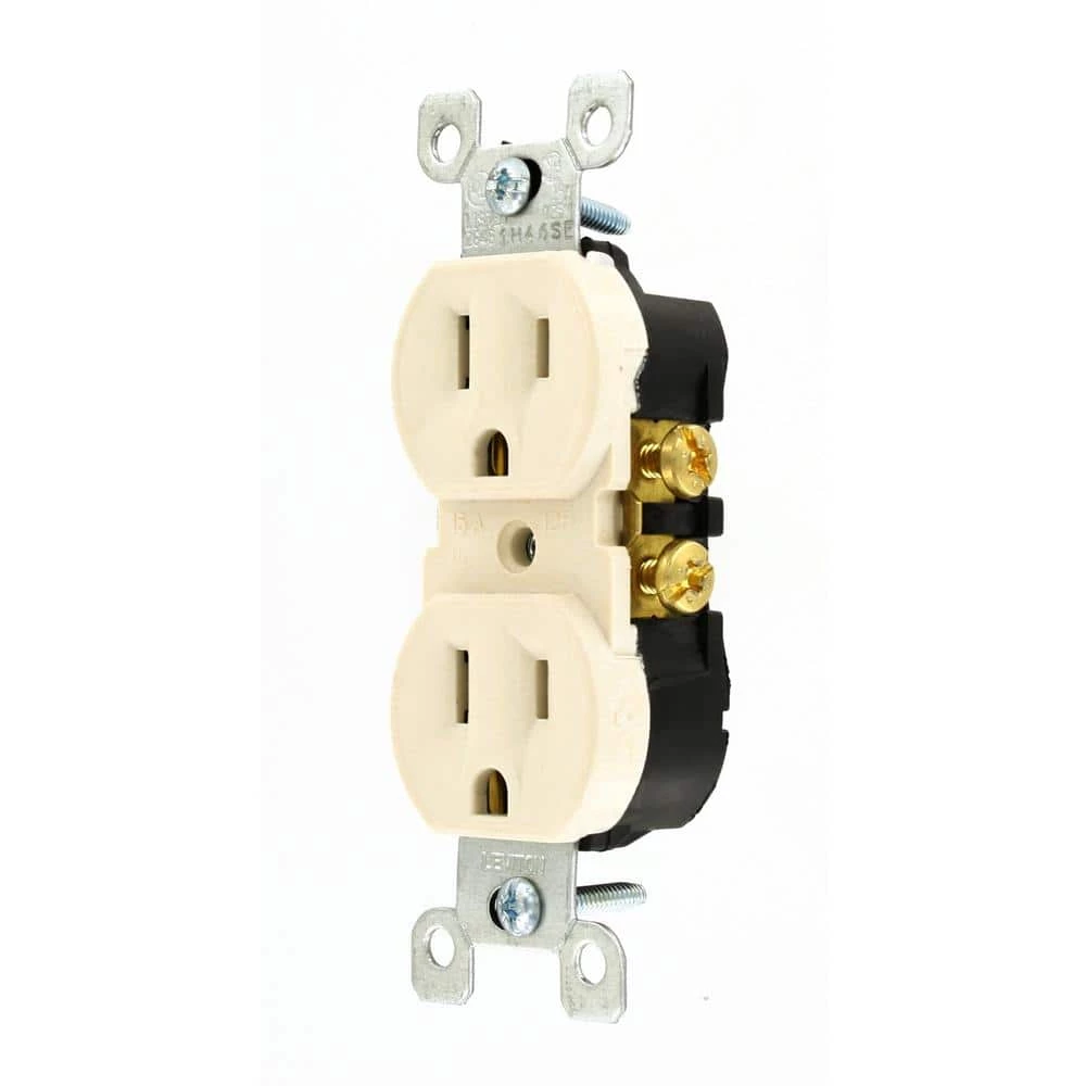 Leviton 15 Amp Residential Grade Grounding Duplex Outlet, Light Almond 3 Leviton 15 Amp Residential Grade Grounding Duplex Outlet, Light Almond - Image 3
