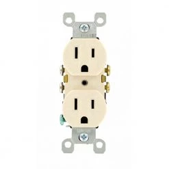 Leviton 15 Amp Residential Grade Grounding Duplex Outlet, Light Almond