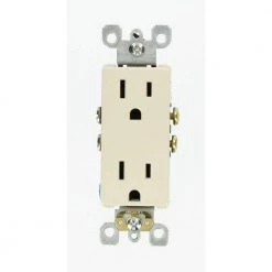 Leviton Decora 15 Amp Residential Grade Self Grounding Duplex Outlet, Light Almond