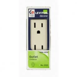 Leviton Decora 15 Amp Residential Grade Self Grounding Duplex Outlet, Light Almond -Surge Protectors Sales Store light almond leviton electrical outlets receptacles r56 05325 0ts fa 1000