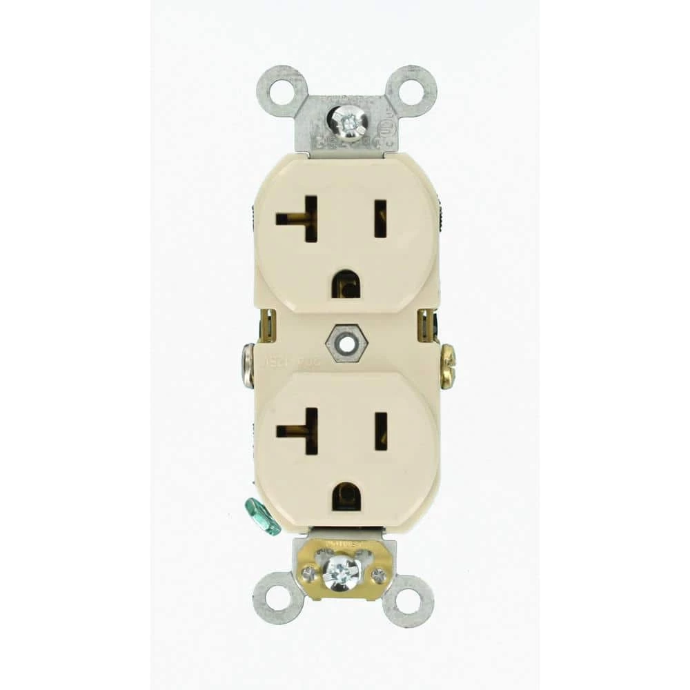 Leviton 20 Amp Commercial Grade Duplex Outlet, Light Almond 1 Leviton 20 Amp Commercial Grade Duplex Outlet, Light Almond
