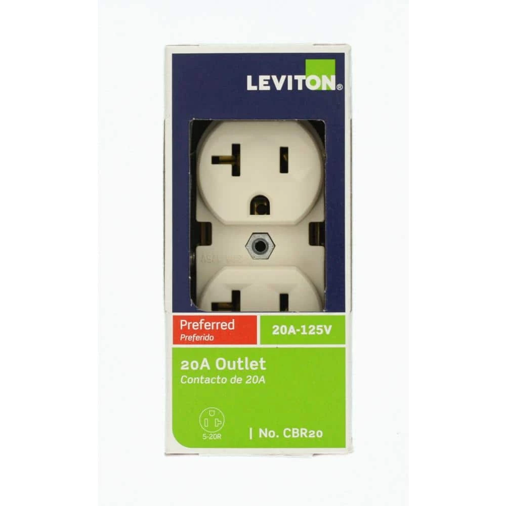 Leviton 20 Amp Commercial Grade Duplex Outlet, Light Almond 5 Leviton 20 Amp Commercial Grade Duplex Outlet, Light Almond - Image 5