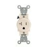 Leviton 20 Amp Commercial Grade Tamper Resistant Single Outlet, Light Almond