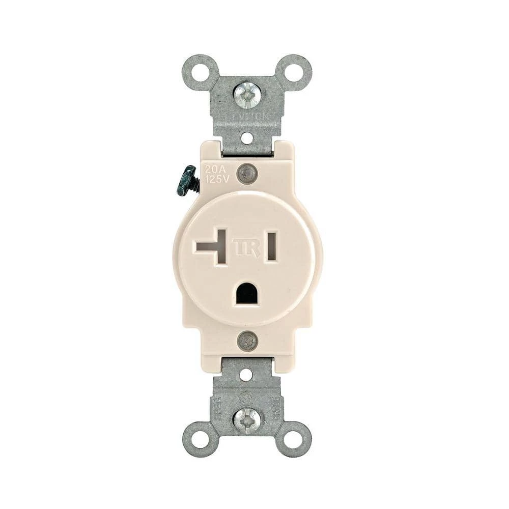 Leviton 20 Amp Commercial Grade Tamper Resistant Single Outlet, Light Almond 1 Leviton 20 Amp Commercial Grade Tamper Resistant Single Outlet, Light Almond