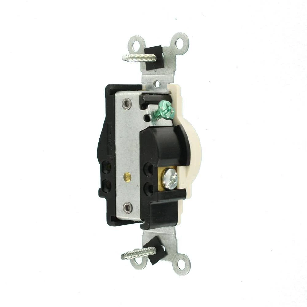 Leviton 20 Amp Commercial Grade Tamper Resistant Single Outlet, Light Almond 5 Leviton 20 Amp Commercial Grade Tamper Resistant Single Outlet, Light Almond - Image 5