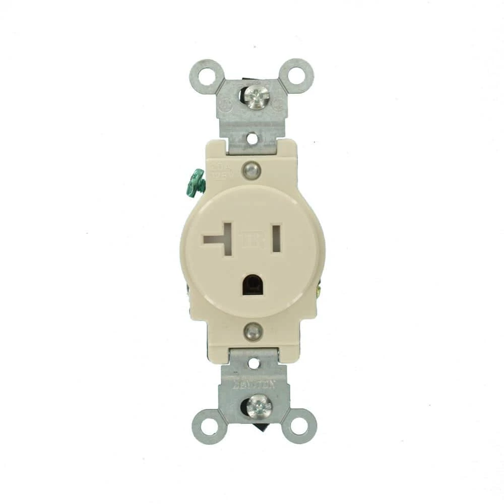 Leviton 20 Amp Commercial Grade Tamper Resistant Single Outlet, Light Almond 2 Leviton 20 Amp Commercial Grade Tamper Resistant Single Outlet, Light Almond - Image 2