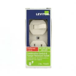 Leviton 15 Amp Tamper-Resistant Combination Switch/Outlet, Light Almond -Surge Protectors Sales Store light almond leviton electrical outlets receptacles r56 t5225 0ts 40 1000