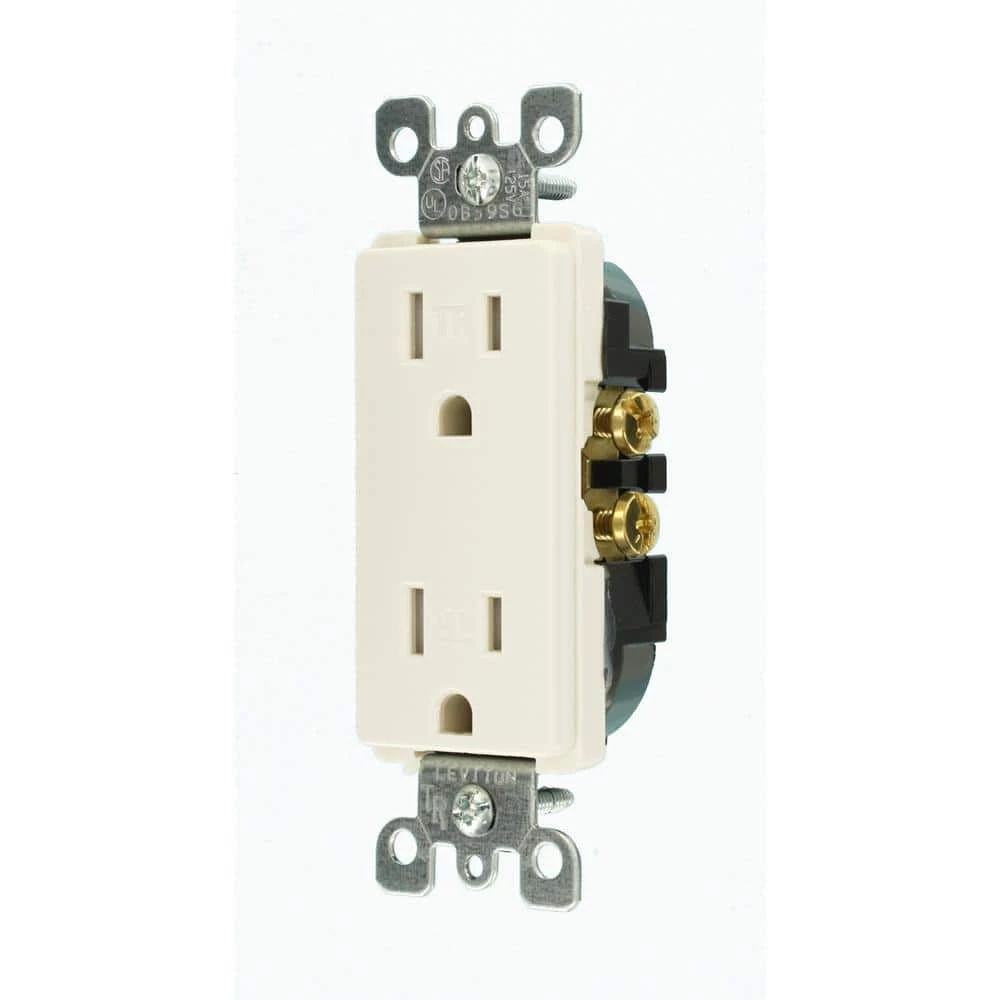 Leviton Decora 15 Amp Tamper-Resistant Duplex Outlet, Light Almond 3 Leviton Decora 15 Amp Tamper-Resistant Duplex Outlet, Light Almond - Image 3