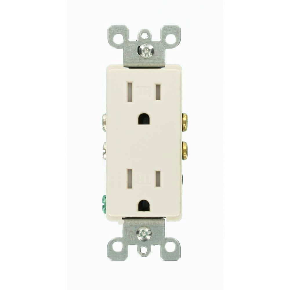 Leviton Decora 15 Amp Tamper-Resistant Duplex Outlet, Light Almond 1 Leviton Decora 15 Amp Tamper-Resistant Duplex Outlet, Light Almond