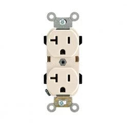 Leviton 20 Amp Industrial Grade Heavy Duty Self Grounding Duplex Outlet, Light Almond