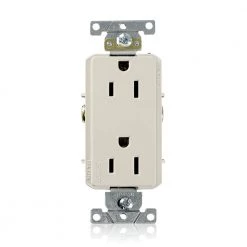 Leviton Decora Plus 15 Amp Industrial Grade Duplex Outlet, Light Almond