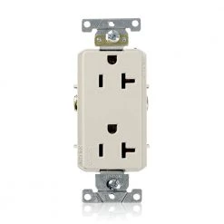 Leviton Decora Plus 20 Amp Industrial Grade Duplex Outlet, Light Almond