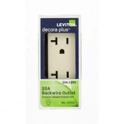 Leviton Decora Plus 20 Amp Industrial Grade Duplex Outlet, Light Almond 11 Leviton Decora Plus 20 Amp Industrial Grade Duplex Outlet, Light Almond -Surge Protectors Sales Store light almond leviton electrical outlets receptacles r86 16352 0ts fa 1000