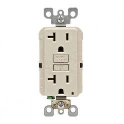 Leviton 20 Amp Self-Test SmartlockPro Slim Duplex GFCI Outlet, Light Almond