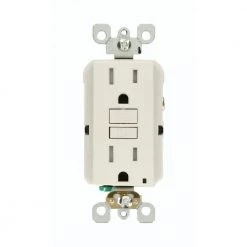 Leviton 15 Amp 125-Volt Duplex SmarTest Self-Test SmartlockPro Tamper Resistant GFCI Outlet, Light Almond