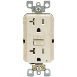 Leviton 20 Amp 125-Volt Duplex SmarTest Self-Test SmartlockPro Tamper Resistant GFCI Outlet, Light Almond