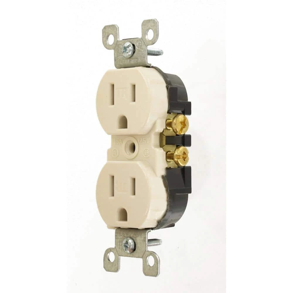 Leviton 15 Amp Tamper Resistant Duplex Outlet, Light Almond 3 Leviton 15 Amp Tamper Resistant Duplex Outlet, Light Almond - Image 3