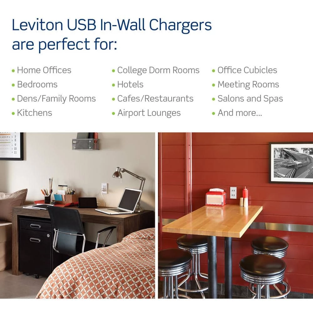 Leviton 15 Amp Decora Type A and C USB Charger Tamper-Resistant Outlet, Light Almond 7 Leviton 15 Amp Decora Type A and C USB Charger Tamper-Resistant Outlet, Light Almond - Image 7