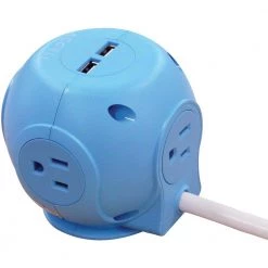 Accell Power Cutie 6 ft. 3-Outlet Surge Protector with USB Charging Ports -Surge Protectors Sales Store light blue accell surge protectors d080b 049a 1f 1000