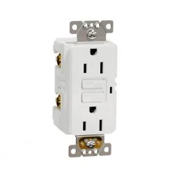 Square D X Series 15 Amp 125V Tamper Resistant Indoor GFCI Duplex Outlet Decorator Receptacle Back Wire Clamps Matte White