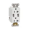 Square D X Series 20 Amp 125V Tamper Resistant Indoor USB A/A 4.8 Amp Duplex Decorator Outlet Back Wire Clamps Matte White