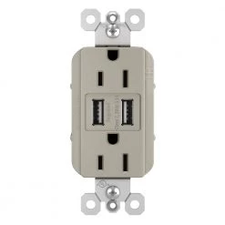 Legrand radiant 15 Amp 125 Volt Duplex Outlet with 3.1 Amp USB, Nickel