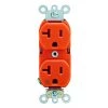 Leviton 20 Amp Industrial Grade Heavy Duty Isolated Ground Duplex Outlet, Orange