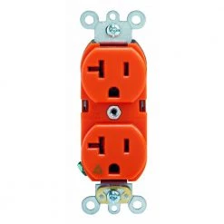 Leviton 20 Amp Industrial Grade Heavy Duty Isolated Ground Duplex Outlet, Orange