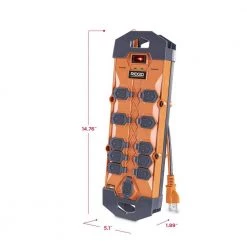 RIDGID 10 ft. Cord 10-Outlet, 2.4 Amp USB-A, 15-Watt USB-C, 4200J Surge Protector 18 RIDGID 10 ft. Cord 10-Outlet, 2.4 Amp USB-A, 15-Watt USB-C, 4200J Surge Protector -Surge Protectors Sales Store orange ridgid surge protectors rg1010uc 44 1000