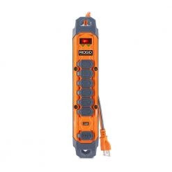 Surge Protectors Sales Store 50 RIDGID 8 ft. Cord 6-Outlet 2 USB-A 2100J Surge Protector