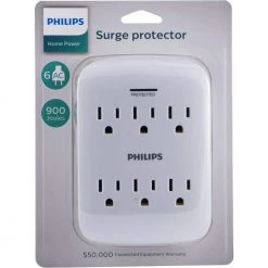 Philips 6-Outlet Surge Protector Tap 12 Philips 6-Outlet Surge Protector Tap -Surge Protectors Sales Store philips surge protectors spp3461wa 37 fa 1000