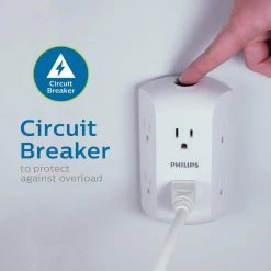 Philips Grounded Tap 6-Outlets with Resettable Circuit Breaker 9 Philips Grounded Tap 6-Outlets with Resettable Circuit Breaker -Surge Protectors Sales Store philips surge protectors sps1460wa 37 1f 1000