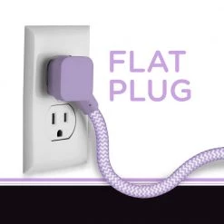 Cordinate 6-Outlet Surge Protector Power Strip Flat Plug Braided Cord Decorative 3 ft. Power Cord, Purple -Surge Protectors Sales Store purple cordinate surge protectors 41639 4f 1000