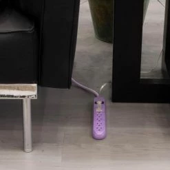 Cordinate 6-Outlet Surge Protector Power Strip Flat Plug Braided Cord Decorative 3 ft. Power Cord, Purple -Surge Protectors Sales Store purple cordinate surge protectors 41639 fa 1000