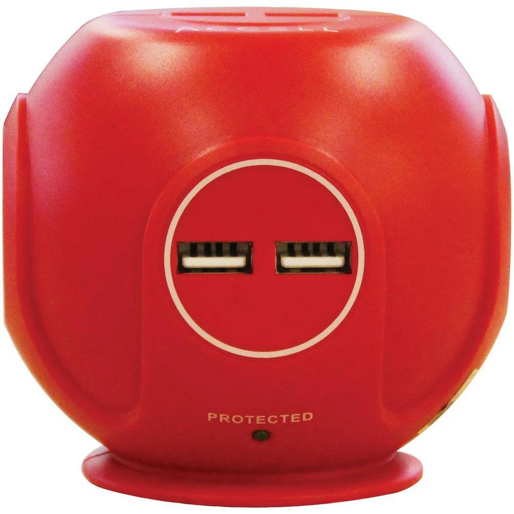 Accell Power Cutie 6 ft. 3-Outlet Red Surge Protector with USB Charging Ports 2 Accell Power Cutie 6 ft. 3-Outlet Red Surge Protector with USB Charging Ports - Image 2