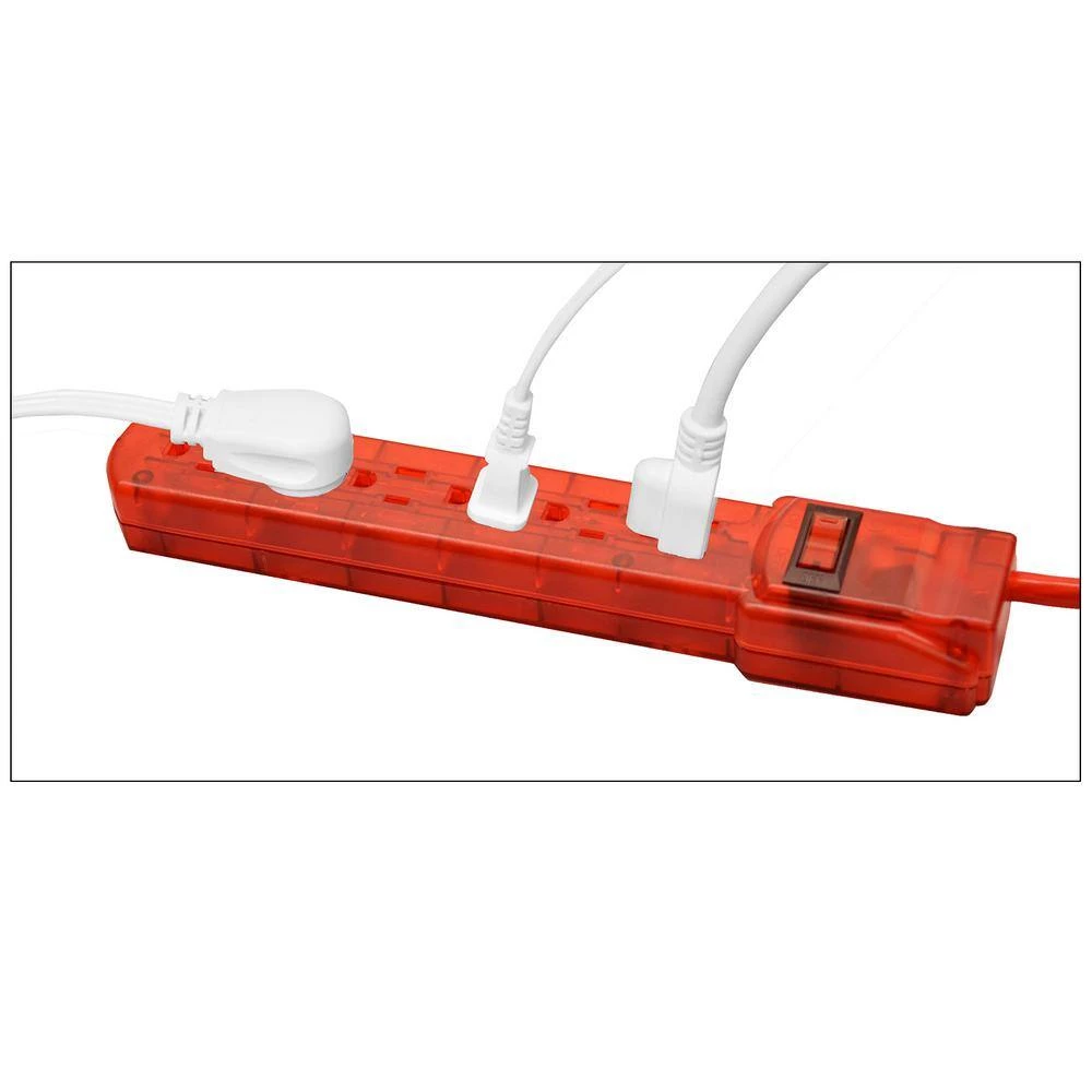 GoGreen Power 3 ft. Cord Red 6-Outlet Translucent Designer Series Surge Protector (160 Joules) 4 GoGreen Power 3 ft. Cord Red 6-Outlet Translucent Designer Series Surge Protector (160 Joules) - Image 4