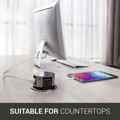 Link2Home Space Saver Pop Up-Outlet, 3 Power Outlets 15 Amp, 2 USB Ports 2.4 Amp, Overload Protection, Splash Resistant -Surge Protectors Sales Store stainless link2home surge protectors em pu 100e 4f 1000