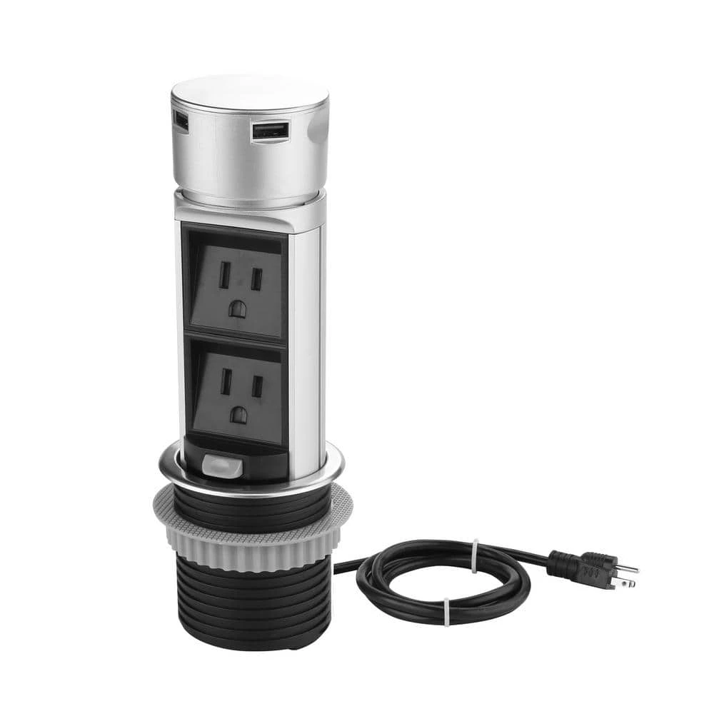Link2Home Space Saver Pop Up-Outlet, 2 Power Outlets, 2 USB Ports 2.4 Amp, Overload Protection, Splash Resistant 2 Link2Home Space Saver Pop Up-Outlet, 2 Power Outlets, 2 USB Ports 2.4 Amp, Overload Protection, Splash Resistant - Image 2