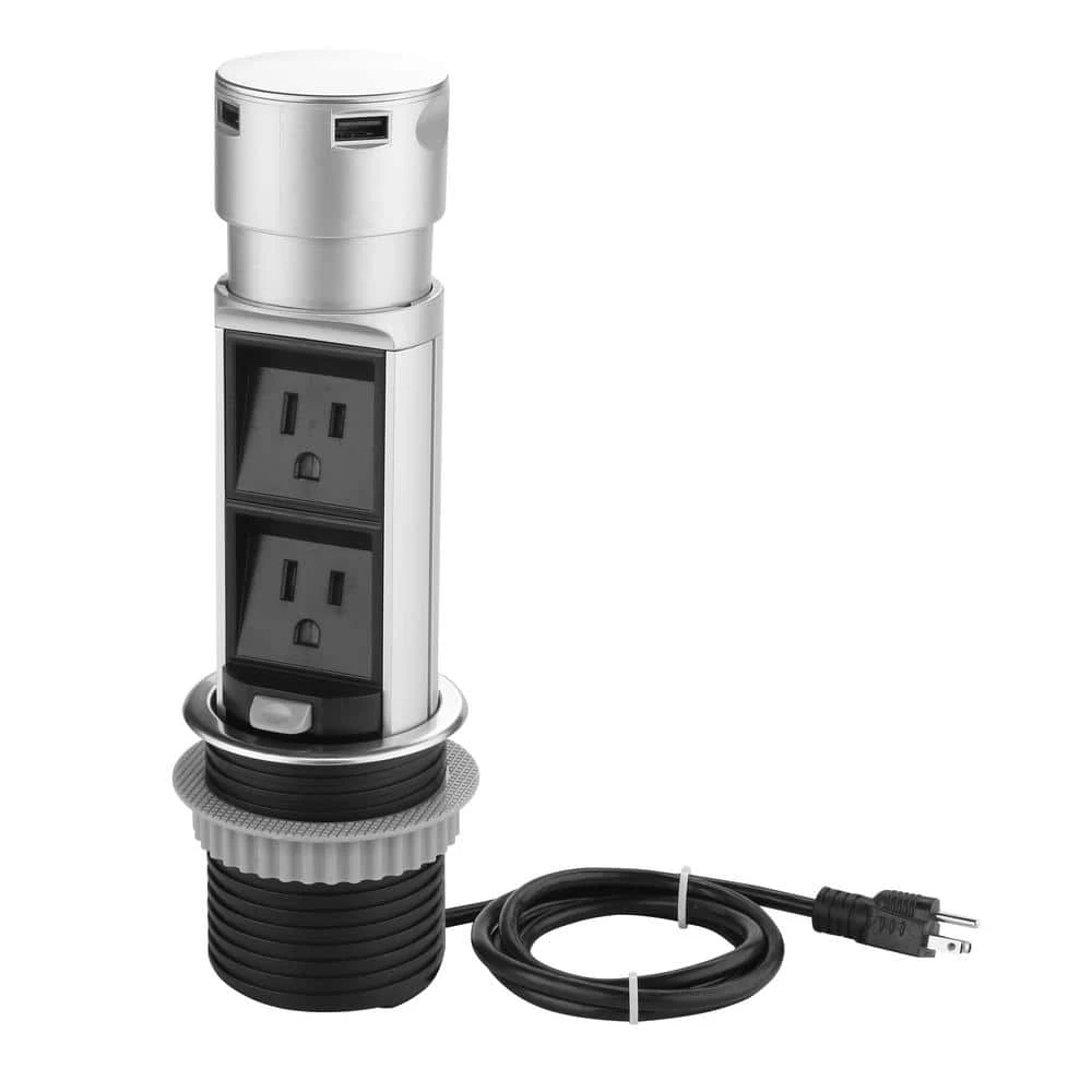 Link2Home Space Saver Pop Up-Outlet, 2 Power Outlets, 2 USB Ports 2.4 Amp, Overload Protection, Splash Resistant 1 Link2Home Space Saver Pop Up-Outlet, 2 Power Outlets, 2 USB Ports 2.4 Amp, Overload Protection, Splash Resistant