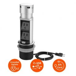 Link2Home Space Saver Pop Up-Outlet, 2 Power Outlets, 2 USB Ports 2.4 Amp, Overload Protection, Splash Resistant 18 Link2Home Space Saver Pop Up-Outlet, 2 Power Outlets, 2 USB Ports 2.4 Amp, Overload Protection, Splash Resistant -Surge Protectors Sales Store stainless link2home surge protectors em pu 200e 76 1000