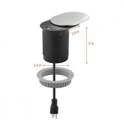 Link2Home 1-Power-Outlet Space Saver Grommet Socket 1 USB Port 2.4 Amp Splash Resistant in Stainless-Steel -Surge Protectors Sales Store stainless link2home surge protectors em pu 300e d4 1000