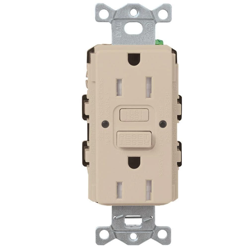 Lutron Satin Colors 15-Amp Tamper-Resistant GFCI Duplex Receptacle - Taupe 1 Lutron Satin Colors 15-Amp Tamper-Resistant GFCI Duplex Receptacle - Taupe