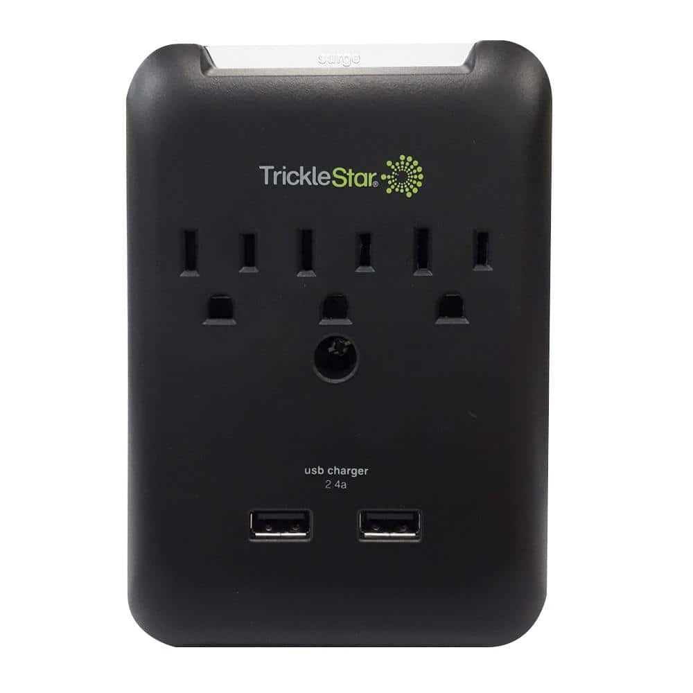TRICKLESTAR 3-Outlet Surge Protector With USB Charging Ports 1 TRICKLESTAR 3-Outlet Surge Protector With USB Charging Ports