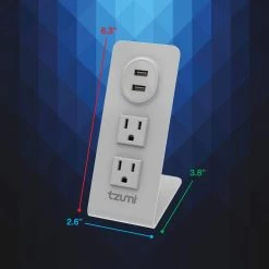 Tzumi Power Stand 2-Outlet Multi-Port Surge Protector -Surge Protectors Sales Store tzumi surge protectors 8448hd 44 1000