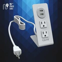 Tzumi Power Stand 2-Outlet Multi-Port Surge Protector -Surge Protectors Sales Store tzumi surge protectors 8448hd 4f 1000
