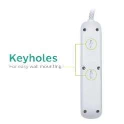 Philips 10 ft. 16/3 3-Outlet 300J Surge Protector Power Strip with USB, White 10 Philips 10 ft. 16/3 3-Outlet 300J Surge Protector Power Strip with USB, White -Surge Protectors Sales Store white 10 ft cord philips surge protectors spc6334we 37 44 1000