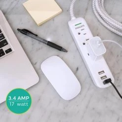 Philips 10 ft. 16/3 3-Outlet 300J Surge Protector Power Strip with USB, White 11 Philips 10 ft. 16/3 3-Outlet 300J Surge Protector Power Strip with USB, White -Surge Protectors Sales Store white 10 ft cord philips surge protectors spc6334we 37 fa 1000