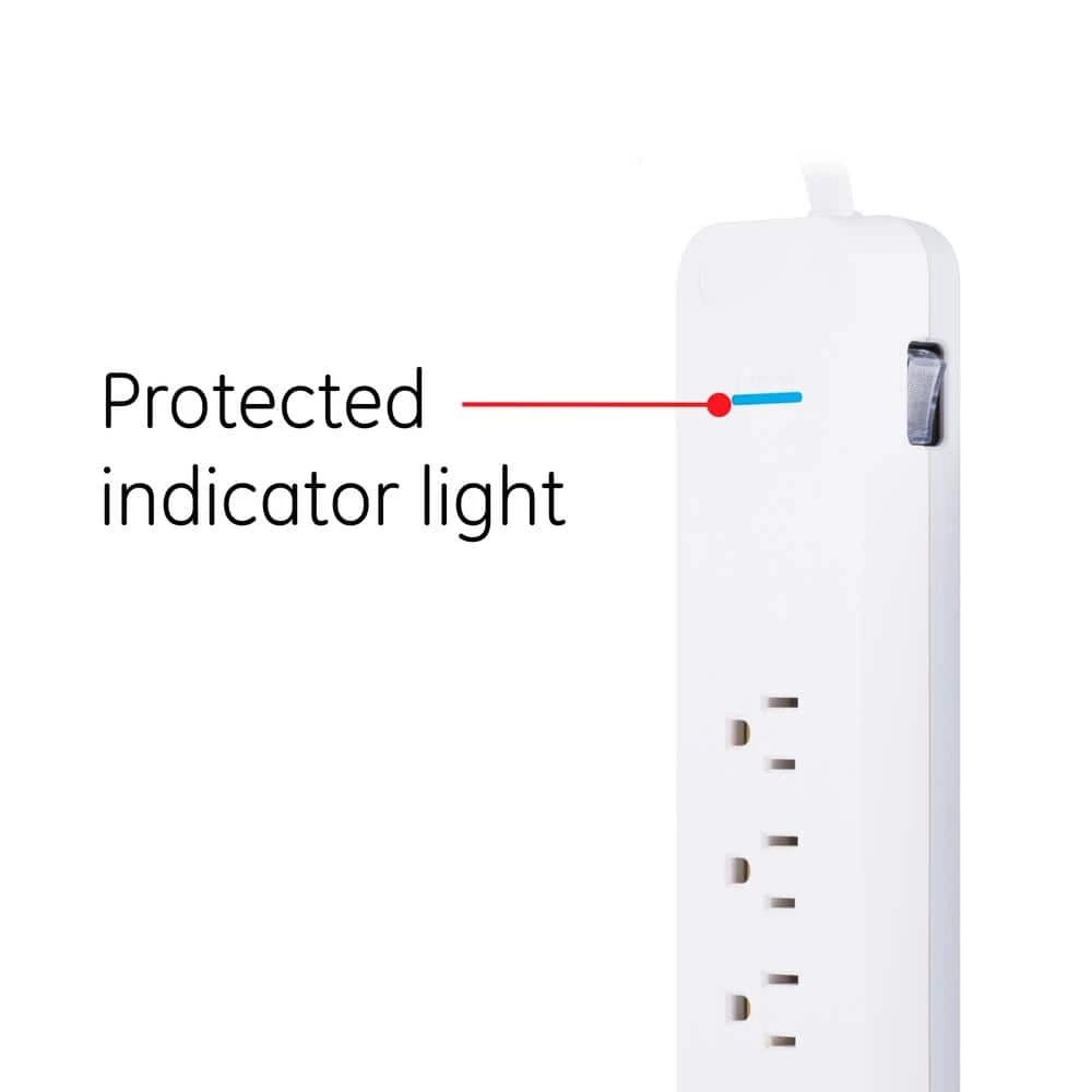 25 ft. 16/3 7-Outlet 800J Surge Protector Power Strip Extension Cord, White 4 25 ft. 16/3 7-Outlet 800J Surge Protector Power Strip Extension Cord, White - Image 4