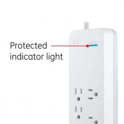 7-Outlet 2-USB 1080-Jouels Port Surge Protector with 6 ft. Cord, White -Surge Protectors Sales Store white 7 outlets and 2 usb ports 6 ft cord ge surge protectors 36363 44 1000