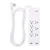 7-Outlet 2-USB 1080-Jouels Port Surge Protector with 6 ft. Cord, White
